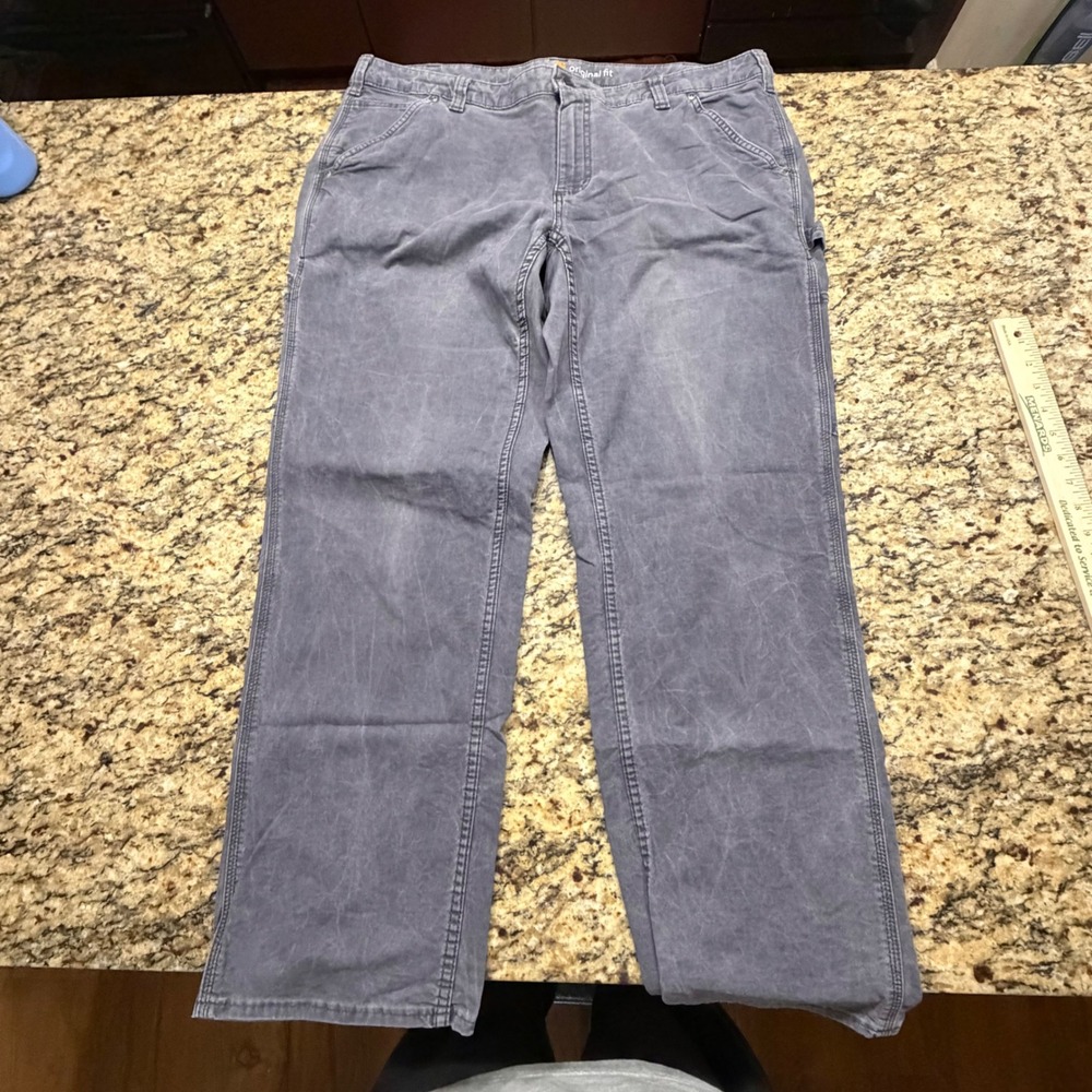 Carhartt Womens 18 Regular Original Fit Gray Canvas Utility Pants Straight ws